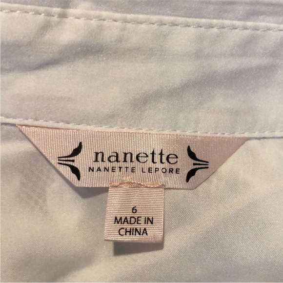 Nanette Lepore Lace Short Sleeve Button Zipper Closure off White Shirt Dress 6 - Picture 13 of 15